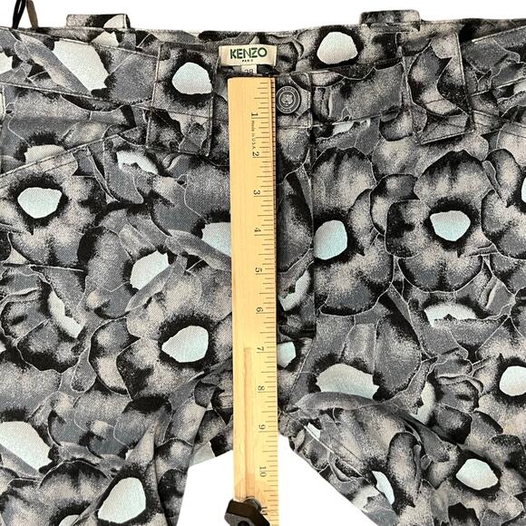 Kenzo Gray Black Blue Iridescent Floral Zip Ankle Stretch Skinny Jeans Sz 38 / 8 - Picture 7 of 12
